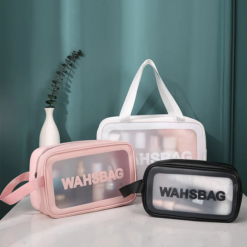 Portable Travel Wash Bag – Transparent Waterproof Makeup & Toiletry Organizer