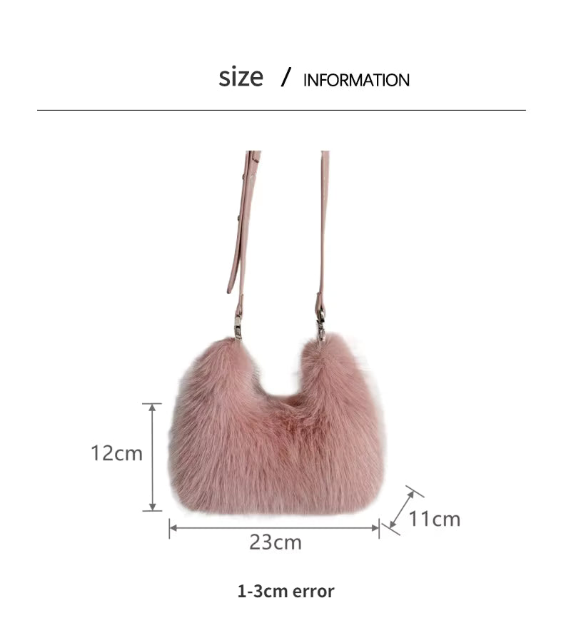 Luxury Faux Fur Shoulder Bag – Soft Plush Women’s Evening Clutch & Fluffy Crossbody Tote