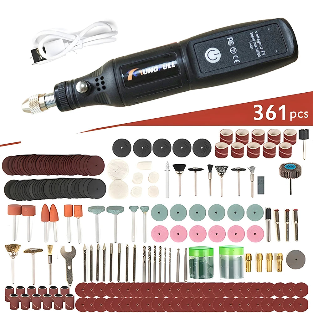 Mini Electric Drill – USB Wireless Handheld Rotary Tool for Wood, Jewellery, Metal, Glass & Nails