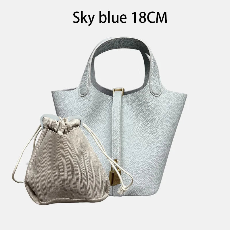 MENDY Genuine Leather Bucket Bag for Women