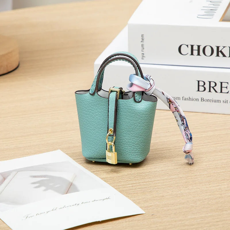 Mini House Leather Small Bag – Portable Handheld & Wrist Rope Mini Wallet for Earbuds, Keys & Essentials