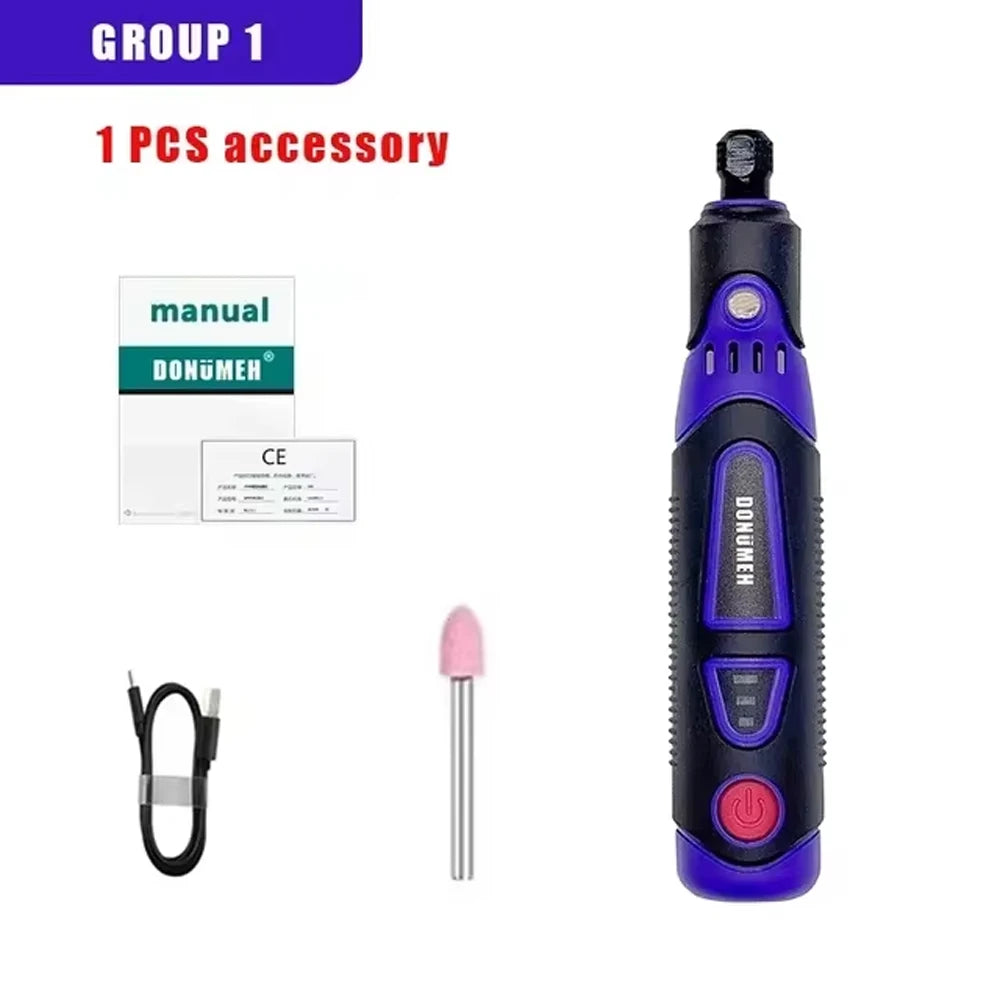 Mini USB Electric Drill - 3-Speed Rotary Tool with Engraving Pen & Accessories