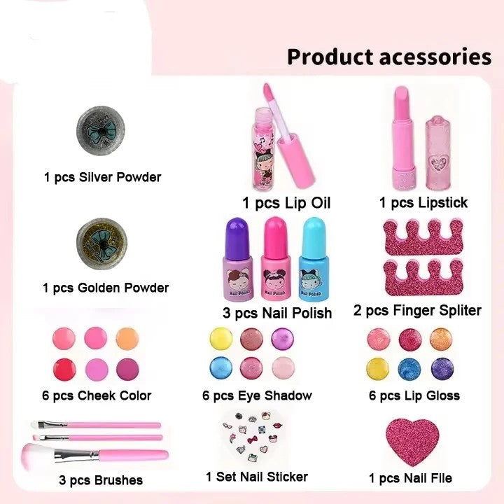 Children’s Makeup Playset – Washable Princess Cosmetics Kit with Makeup Box
