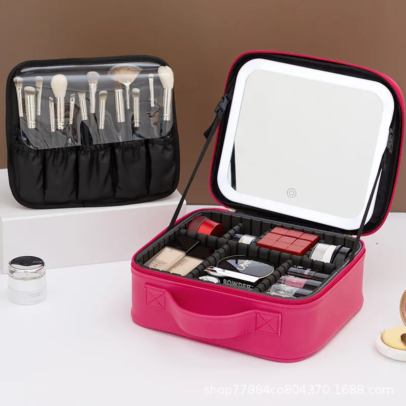 Premium LED Makeup Case with Mirror – Portable Lighted Cosmetic Travel Organizer