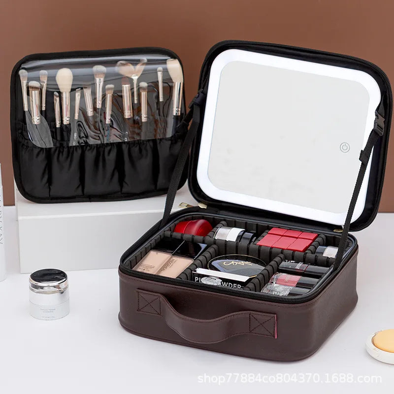 Premium LED Makeup Case with Mirror – Portable Lighted Cosmetic Travel Organizer