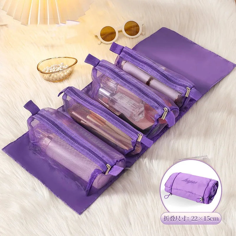 4‑in‑1 Detachable Cosmetic Bag – Portable Folding Makeup & Toiletry Organizer