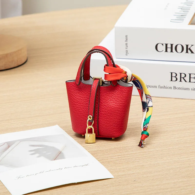 Mini House Leather Small Bag – Portable Handheld & Wrist Rope Mini Wallet for Earbuds, Keys & Essentials