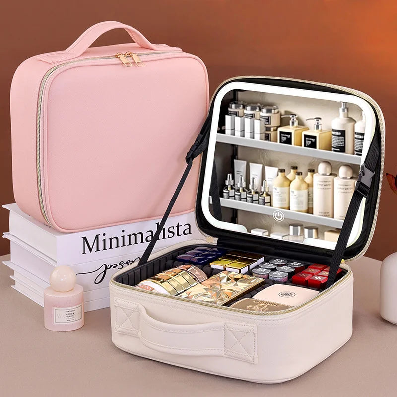 Premium LED Makeup Case with Mirror – Portable Lighted Cosmetic Travel Organizer