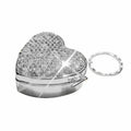 Shiny Rhinestone Heart Pill Box/Jewellery box – Mini Metal Travel Organizer with 2 Sections