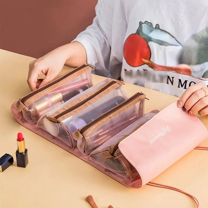 4‑in‑1 Detachable Cosmetic Bag – Portable Folding Makeup & Toiletry Organizer