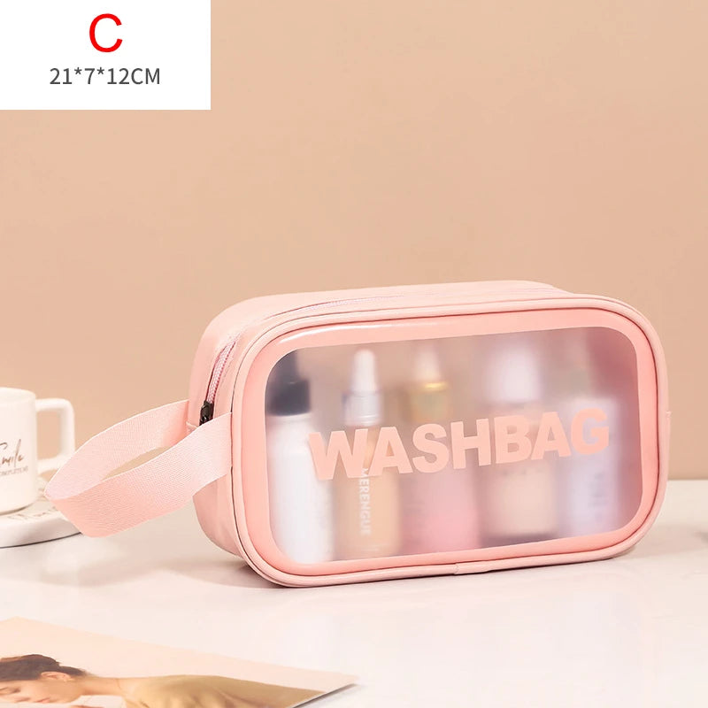 Portable Travel Wash Bag – Transparent Waterproof Makeup & Toiletry Organizer