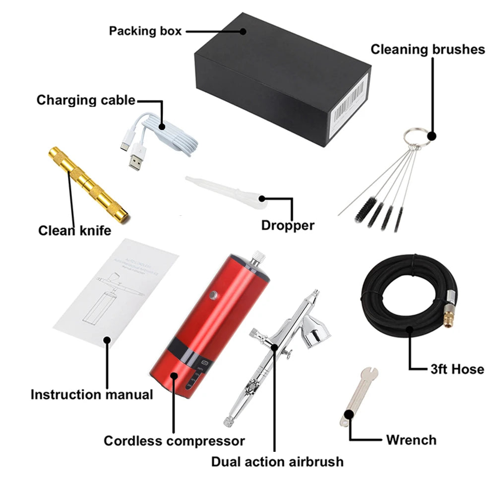 Mini Airbrush Kit Multiple Use with Compressor - Professional Spray System for Flawless Foundation & Nail Art