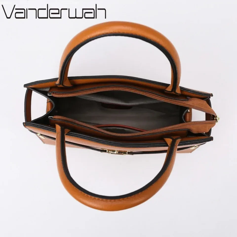 3‑Piece Premium Vegan Leather Bag Set – Shoulder Bag + Coin Purse + Card Holder