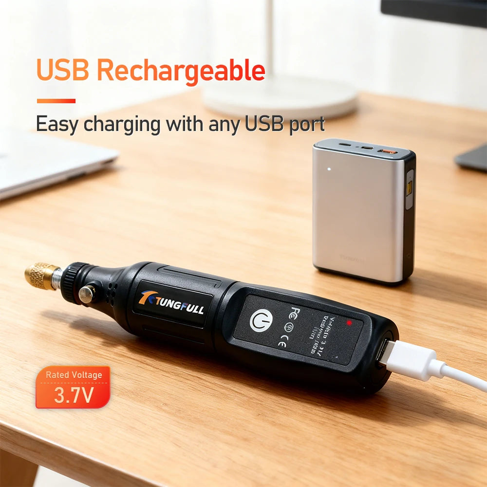 Mini Electric Drill – USB Wireless Handheld Rotary Tool for Wood, Jewellery, Metal, Glass & Nails
