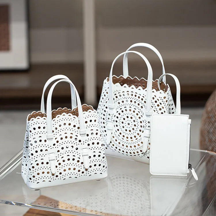 Artisan Hollow‑Cut Leather Bag – Modern Minimalist Everyday Carry 3 Sizes 10 Colours
