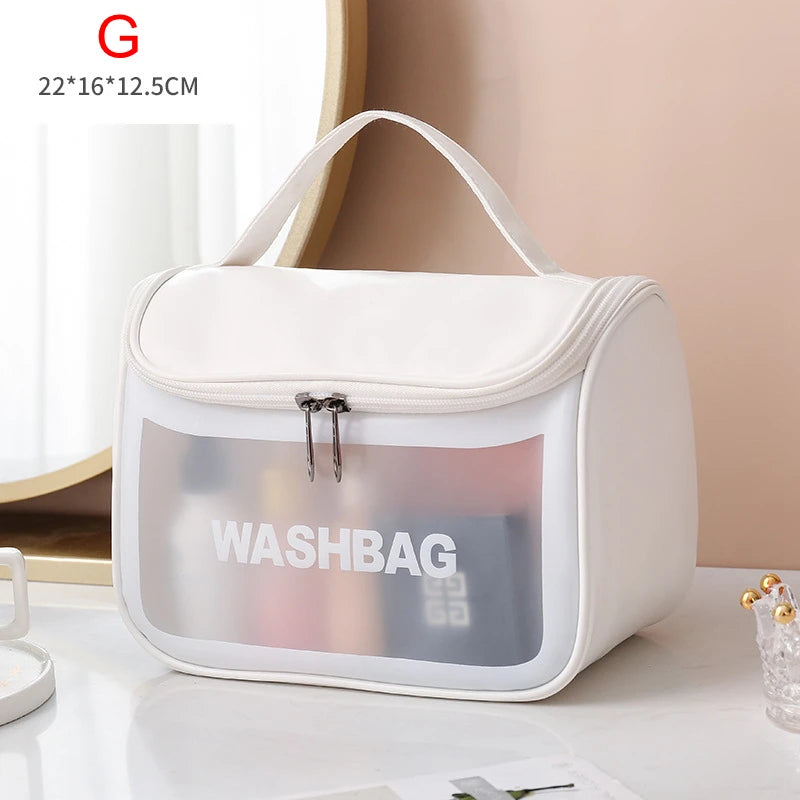 Portable Travel Wash Bag – Transparent Waterproof Makeup & Toiletry Organizer