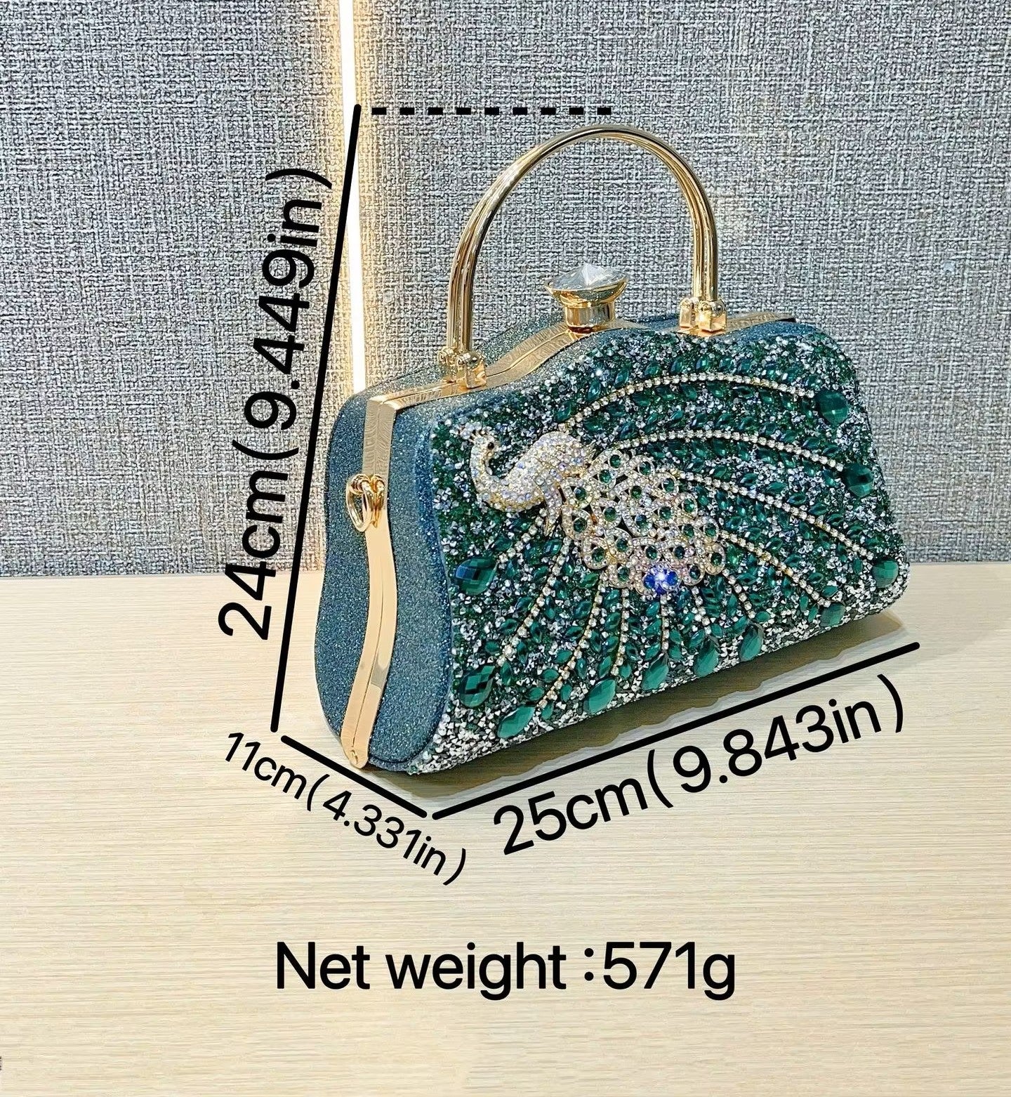Peacock Rhinestone Evening Bag – Luxury Glam Shoulder & Crossbody Purse for Parties, Banquets & Special Events