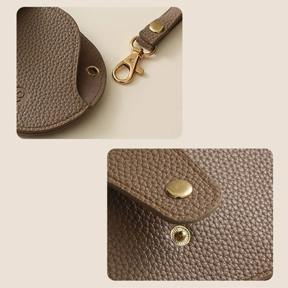 Soft Lychee Pattern PU Leather Hanging Glasses Case – Portable Sunglasses & Eyewear Holder