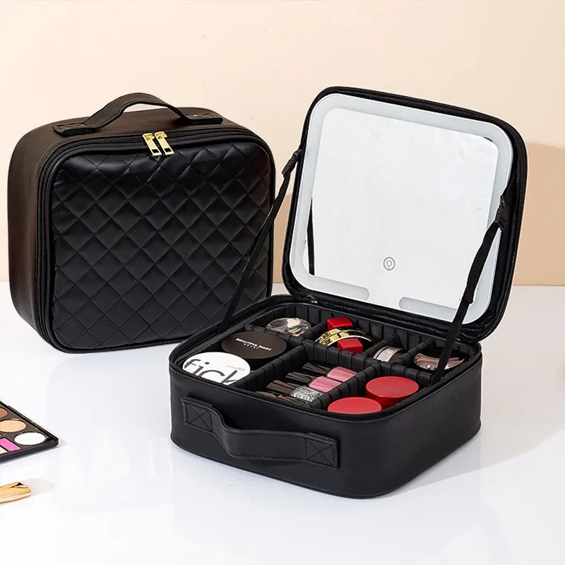 Premium LED Makeup Case with Mirror – Portable Lighted Cosmetic Travel Organizer