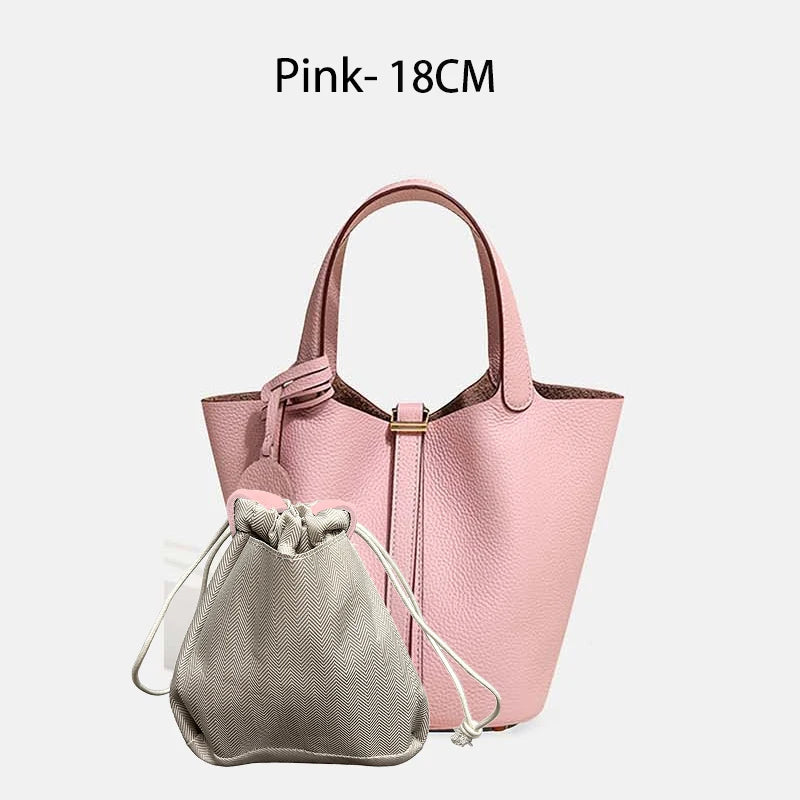 MENDY Genuine Leather Bucket Bag for Women