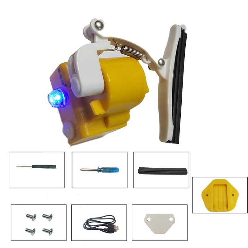 Yellow helmet rain wiper packaged with all included accessories