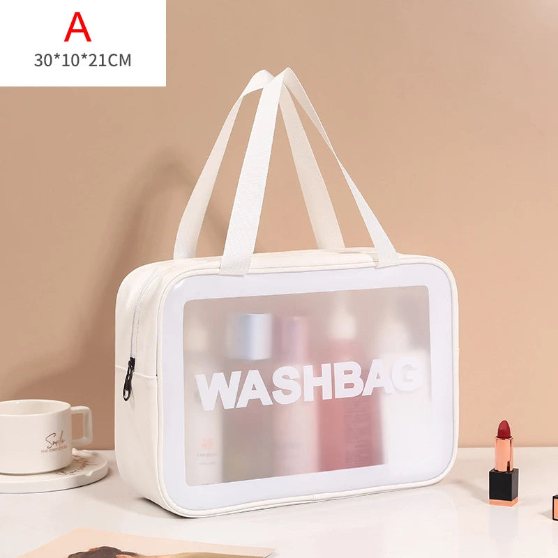 Portable Travel Wash Bag – Transparent Waterproof Makeup & Toiletry Organizer