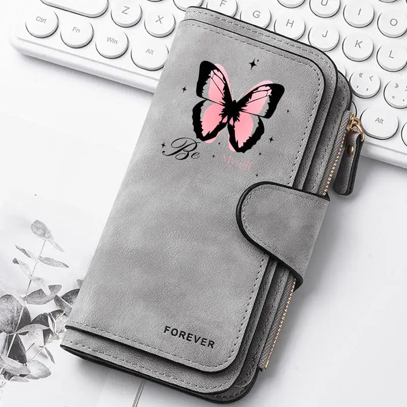 Heart‑Shaped Paw & Butterfly Wallet – Cute Card & Coin Purse