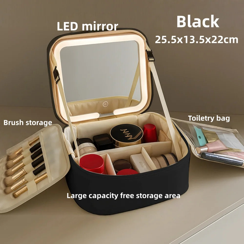 Premium LED Makeup Case with Mirror – Portable Lighted Cosmetic Travel Organizer