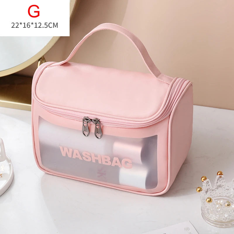Portable Travel Wash Bag – Transparent Waterproof Makeup & Toiletry Organizer