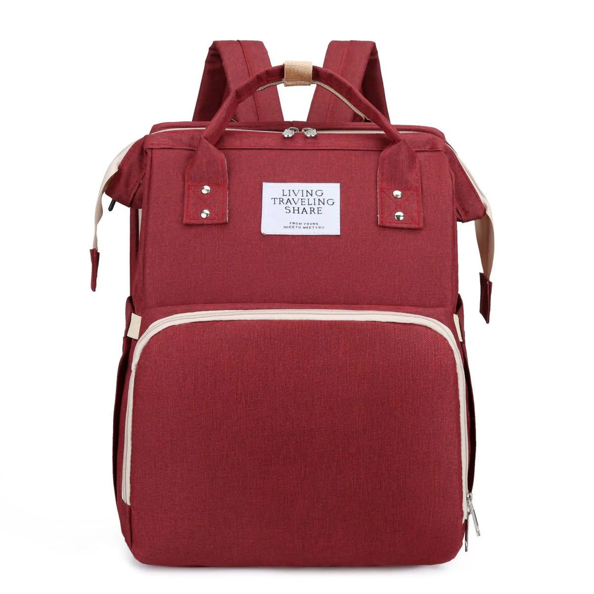 Wine Red: 2-in-1 nappy bag backpack in wine red, front view