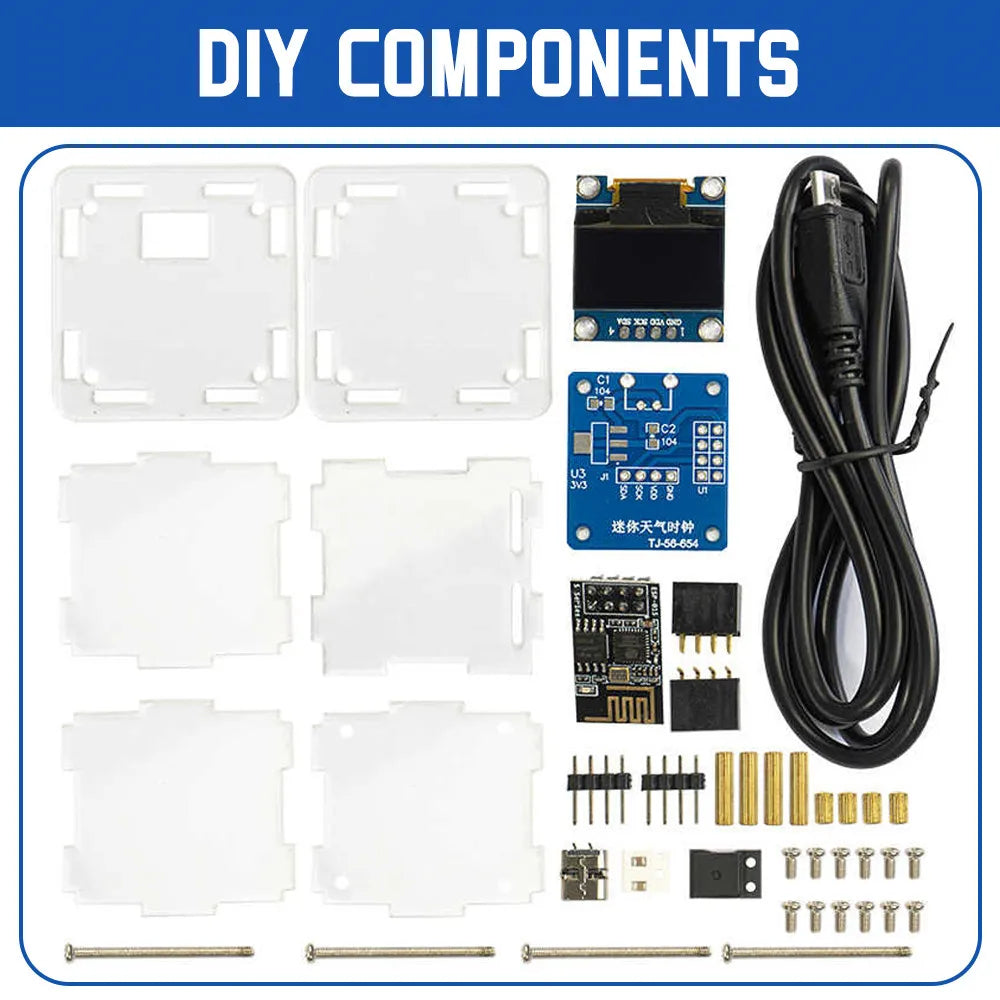 Mini DIY Weather Clock Kit – WiFi Soldering Project