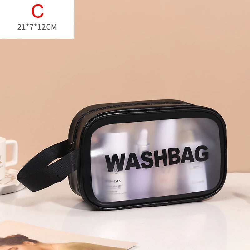 Portable Travel Wash Bag – Transparent Waterproof Makeup & Toiletry Organizer