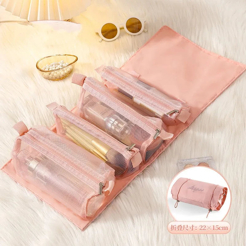 4‑in‑1 Detachable Cosmetic Bag – Portable Folding Makeup & Toiletry Organizer