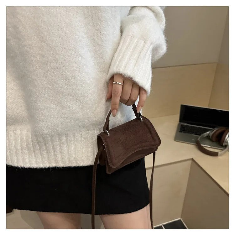 Mini Suede Crossbody Bag for Women – Soft Autumn/Winter Shoulder Handbag (Lightweight, High‑Quality Small Purse)