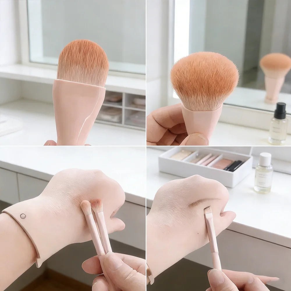 Mini Makeup Brush Set – 5-in-1 with Mirror Travel Kit