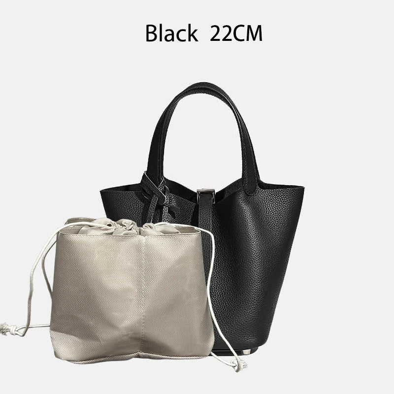 MENDY Genuine Leather Bucket Bag for Women