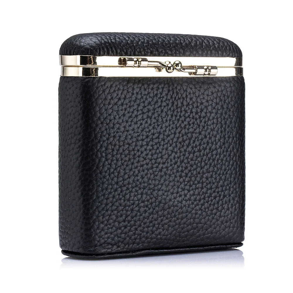Mini Leather Makeup Case with Built‑In Mirror – Portable Lipstick & Cosmetic Storage