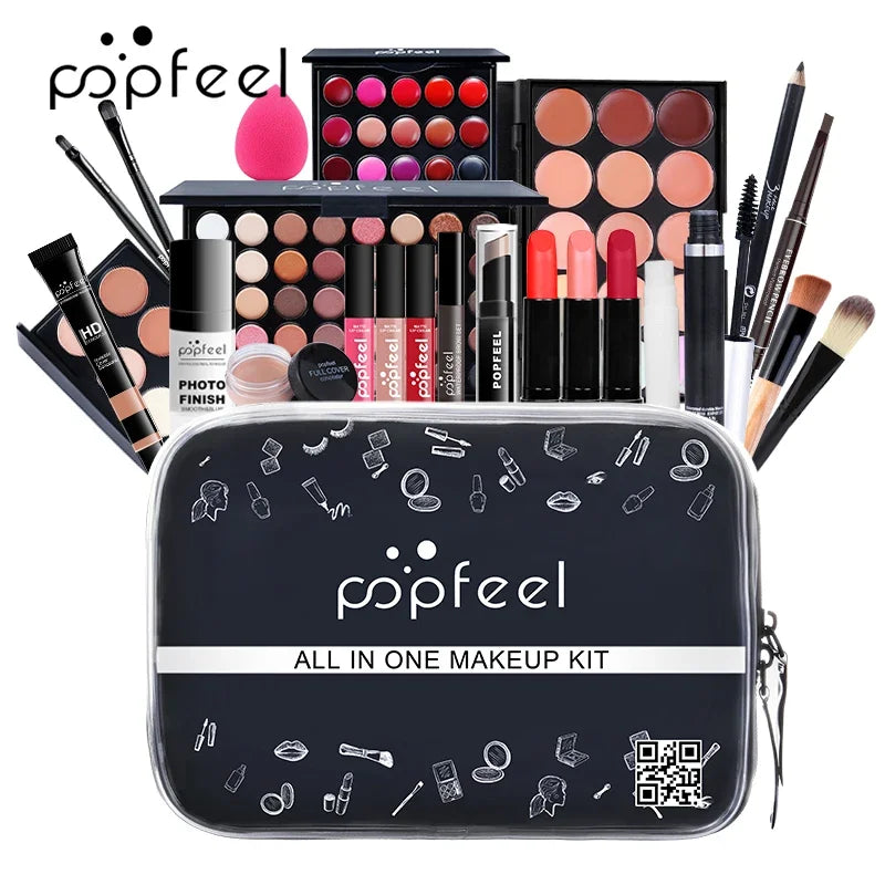 Complete All-in-One Makeup Kit - Full Beauty Set with Eyeshadow, Lipstick & Brushes