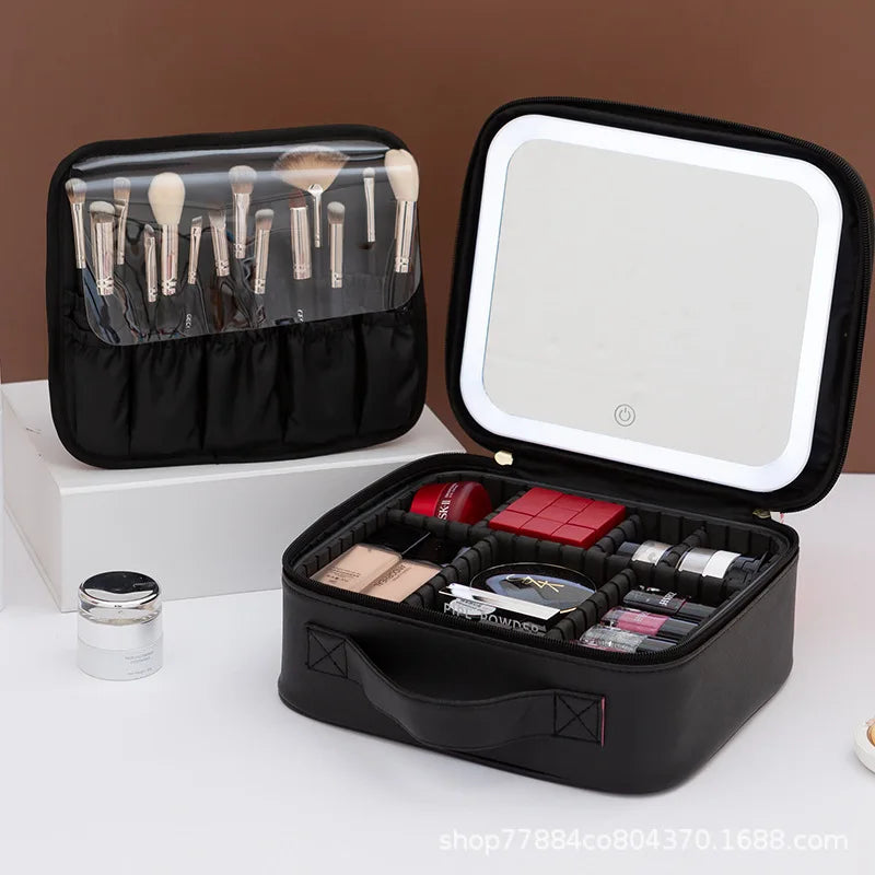 Premium LED Makeup Case with Mirror – Portable Lighted Cosmetic Travel Organizer