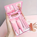 Mini Travel Makeup Brush Set – 5pcs Portable Kit with Mirror