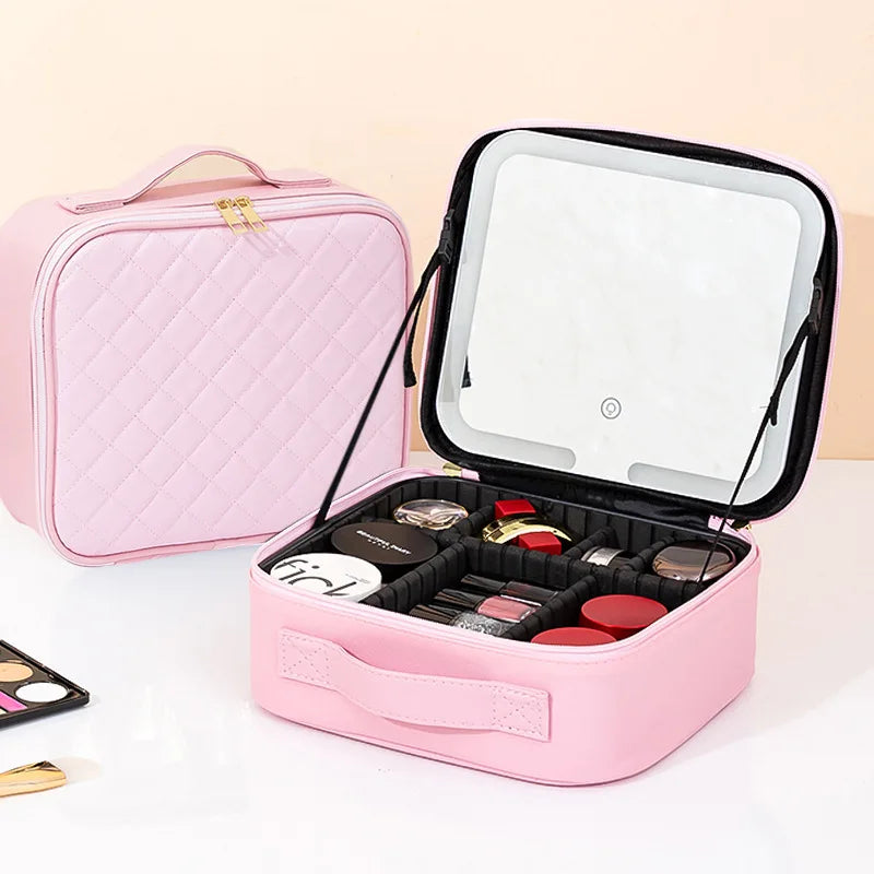 Premium LED Makeup Case with Mirror – Portable Lighted Cosmetic Travel Organizer