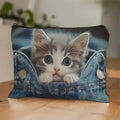 Mini Cat Themed Makeup Bag - Cute Multifunctional Cosmetic & Jewellery Organizer Pouch