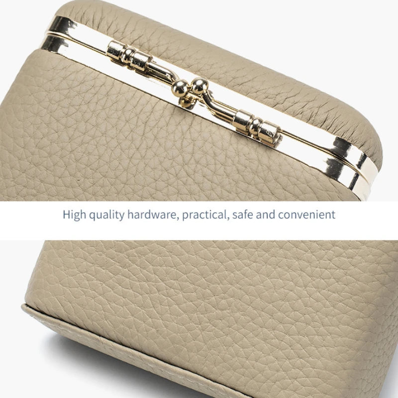 Mini Leather Makeup Case with Built‑In Mirror – Portable Lipstick & Cosmetic Storage