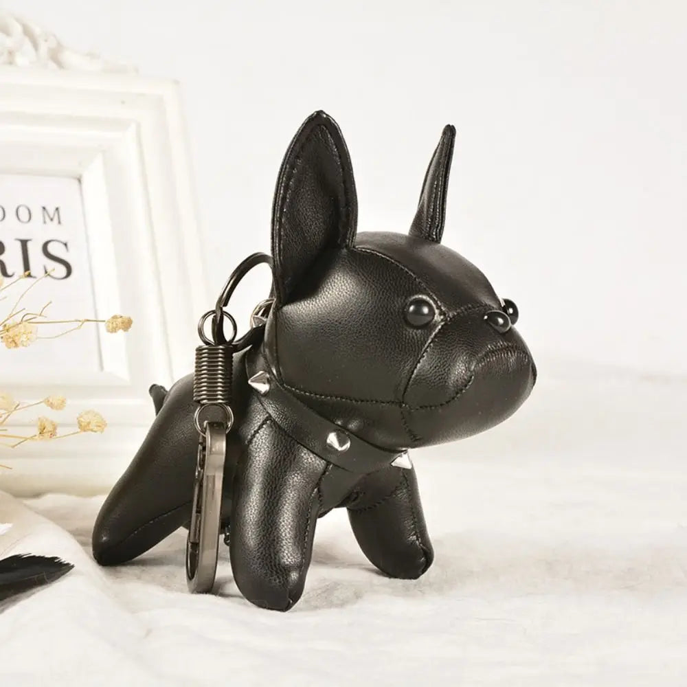 Kawaii French Bulldog Leather Keychain – Cute Chubby Dog Bag Charm (10cm & 14cm)