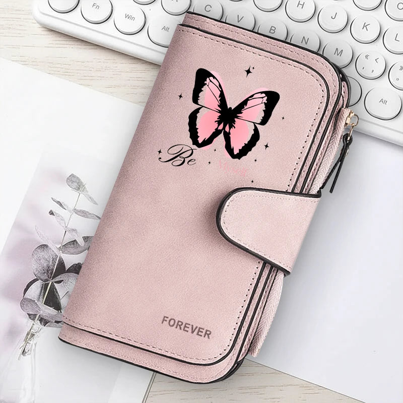 Heart‑Shaped Paw & Butterfly Wallet – Cute Card & Coin Purse