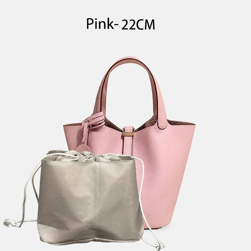 MENDY Genuine Leather Bucket Bag for Women