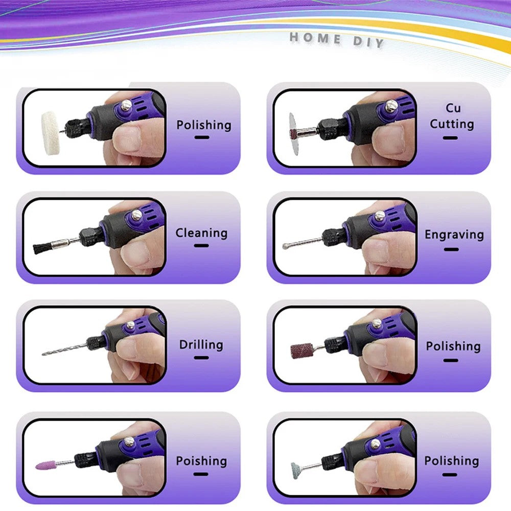 Mini USB Electric Drill - 3-Speed Rotary Tool with Engraving Pen & Accessories