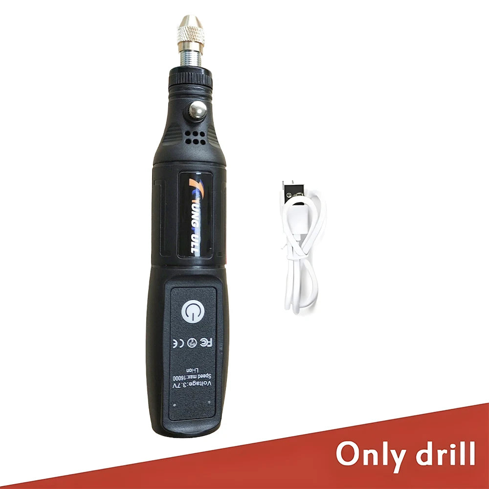 Mini electric drill cordless rotary tool — drill only, USB-C rechargeable, 16,000 RPM