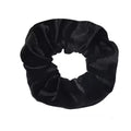 Hidden closure hair scrunchie in black velvet with zipper storage pocket