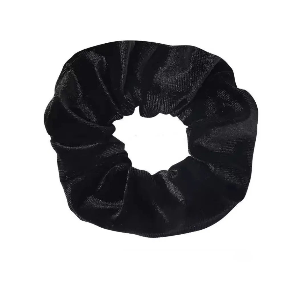 Hidden closure hair scrunchie in black velvet with zipper storage pocket